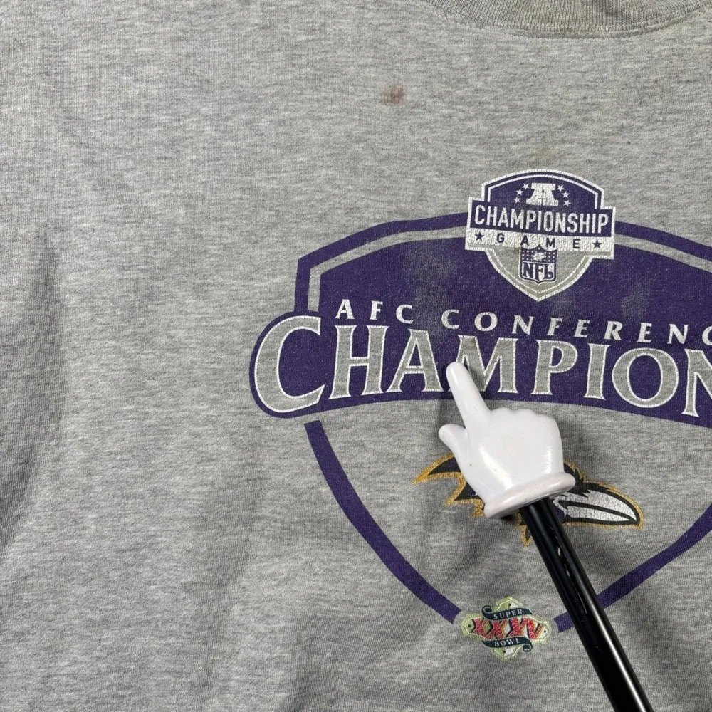 VTG Nike Baltimore Ravens AFC Champions Sweatshirt XXL Gray‎ NFL SuperBowl